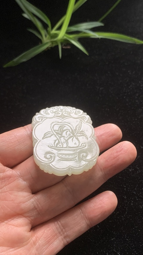 古玩玉器和田玉雕“福壽康寧”牌拍賣,當前價格5500元