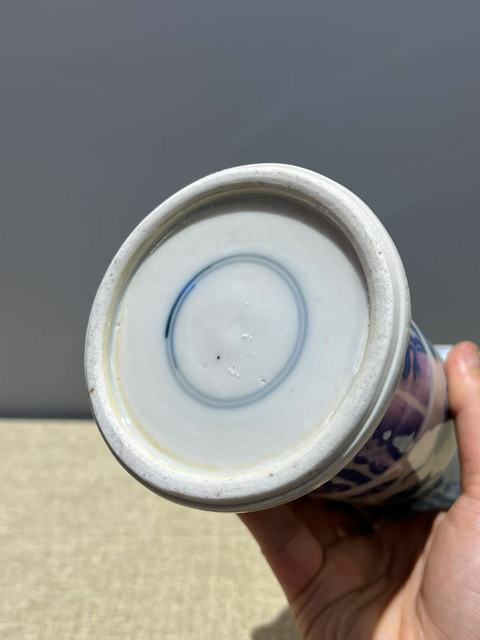 古玩陶瓷青花蕉葉紋花觚真品鑒賞圖