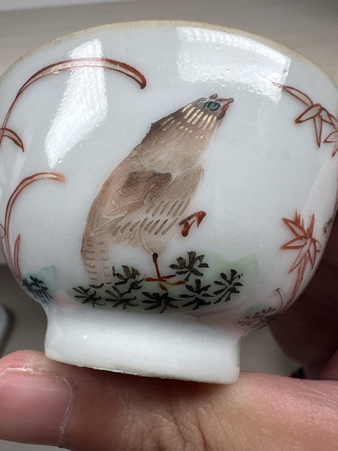 古玩陶瓷清晚期 粉彩花鳥紋杯真品鑒賞圖
