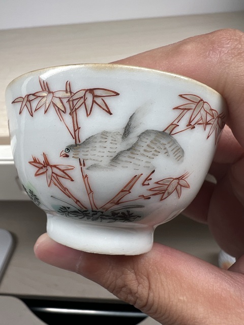 古玩陶瓷清晚期 粉彩花鳥紋杯真品鑒賞圖