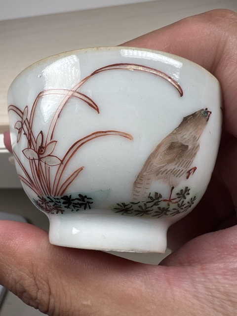 古玩陶瓷清晚期 粉彩花鳥紋杯真品鑒賞圖