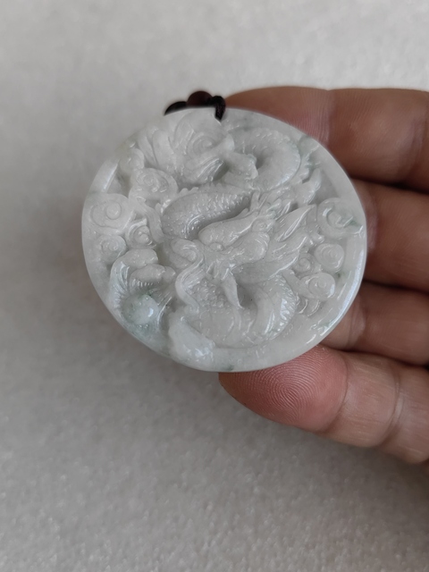 古玩玉器天然翡翠雕“龍紋牌”拍賣，當前價格298元
