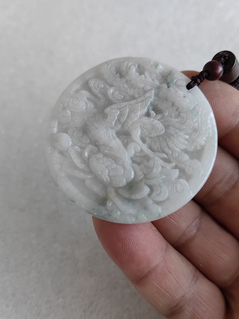 古玩玉器天然翡翠雕“龍紋牌”拍賣，當前價格298元