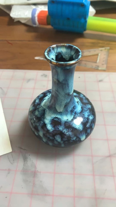 古玩陶瓷窯變釉花瓶真品鑒賞圖