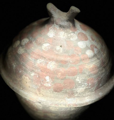 古玩陶瓷紅白彩鳥扭灰陶谷倉真品鑒賞圖
