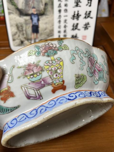 古玩陶瓷晚清細路粉彩海棠貢碗真品鑒賞圖