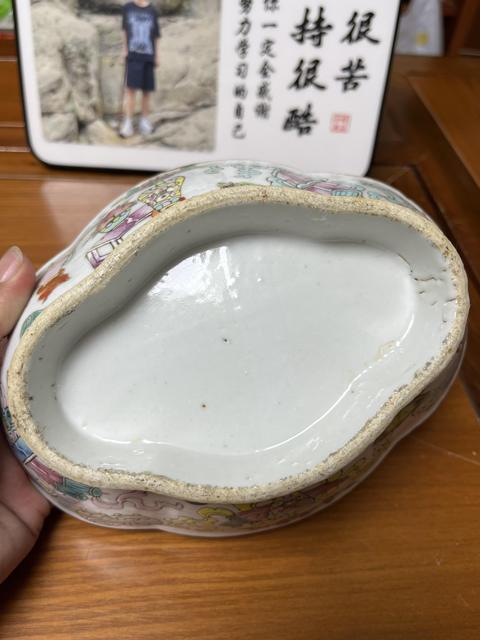 古玩陶瓷晚清細路粉彩海棠貢碗真品鑒賞圖