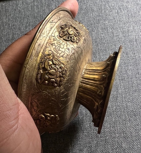 古玩銅器供杯真品鑒賞圖