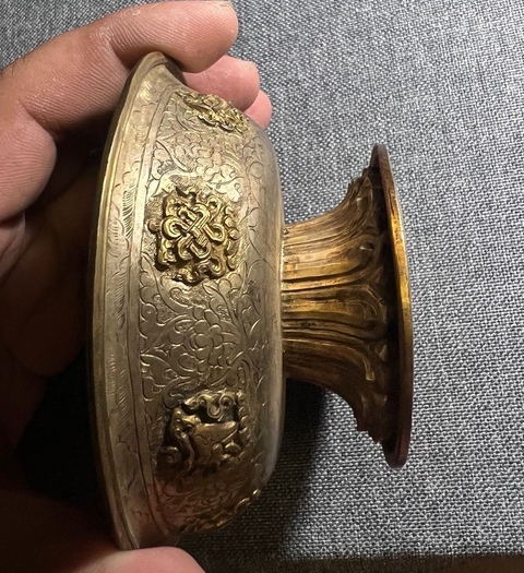古玩銅器供杯真品鑒賞圖