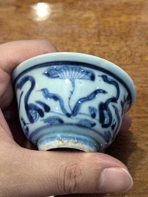 古玩陶瓷福山壽海青花杯真品鑒賞圖