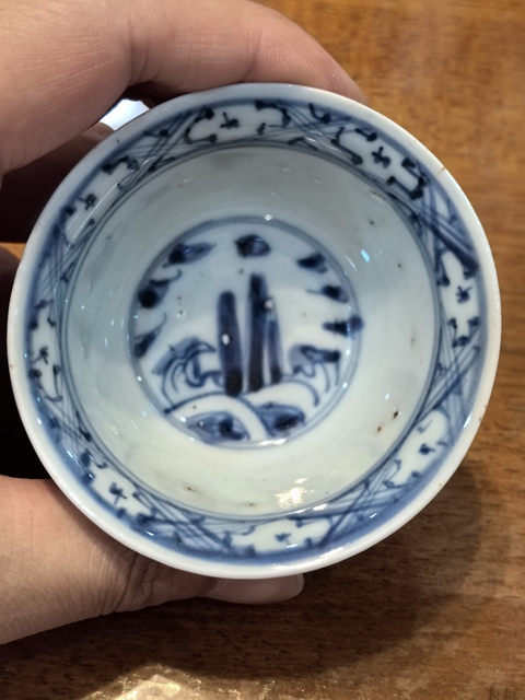 古玩陶瓷福山壽海青花杯真品鑒賞圖
