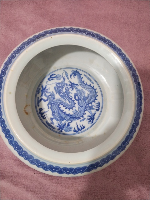 古玩陶瓷龍紋青花洗真品鑒賞圖