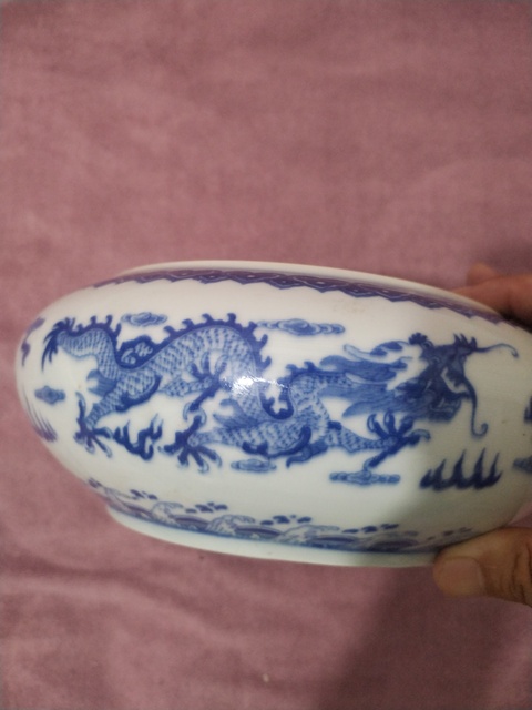 古玩陶瓷龍紋青花洗真品鑒賞圖