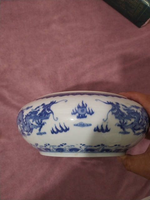 古玩陶瓷龍紋青花洗真品鑒賞圖
