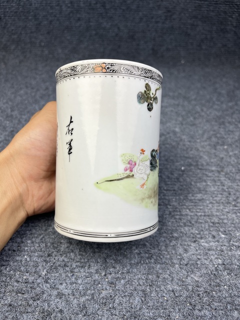古玩陶瓷粉彩羲之愛鵝馬克杯拍賣，當前價格1388元