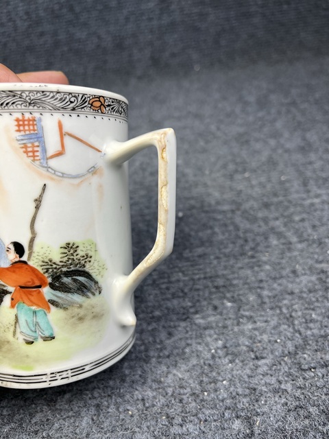 古玩陶瓷粉彩羲之愛鵝馬克杯拍賣，當前價格1388元