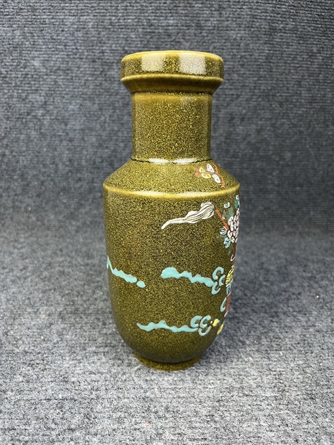 古玩陶瓷茶葉末釉加彩棒槌瓶拍賣，當前價格2888元