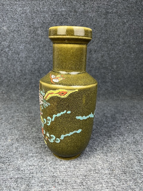 古玩陶瓷茶葉末釉加彩棒槌瓶拍賣，當前價格2888元