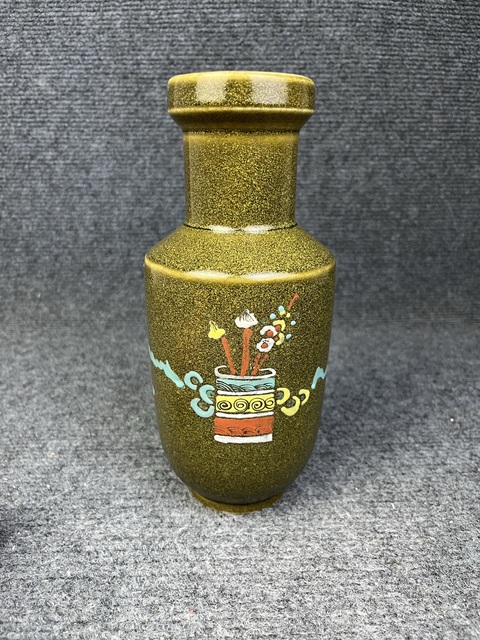 古玩陶瓷茶葉末釉加彩棒槌瓶拍賣，當前價格2888元