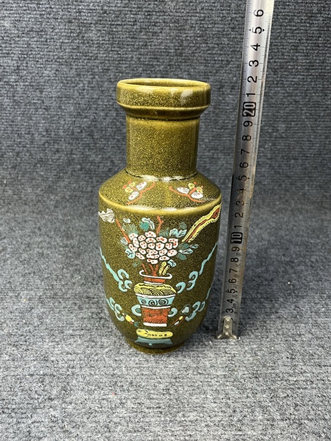 古玩陶瓷茶葉末釉加彩棒槌瓶拍賣，當前價格2888元