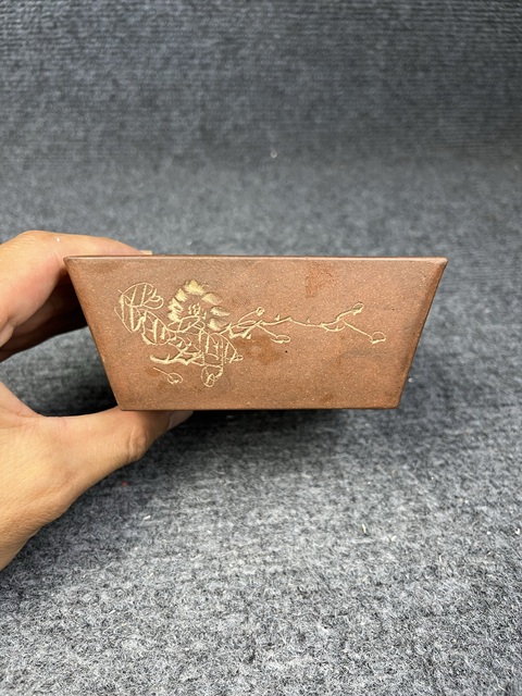 古玩雜項紫砂掛釉四方格式洗拍賣，當前價格1588元