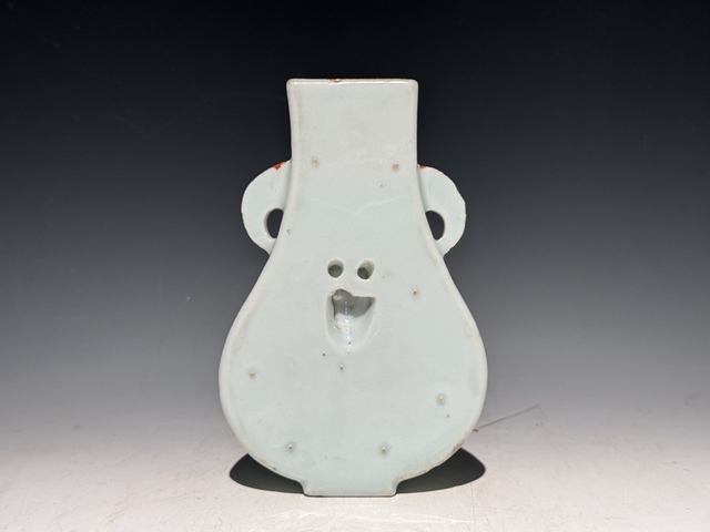 古玩陶瓷清中粉彩劉海戲金蟾壁瓶真品鑒賞圖