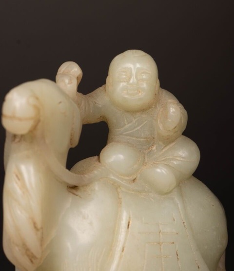 古玩玉器和田玉雕“童子駱駝”擺件真品鑒賞圖