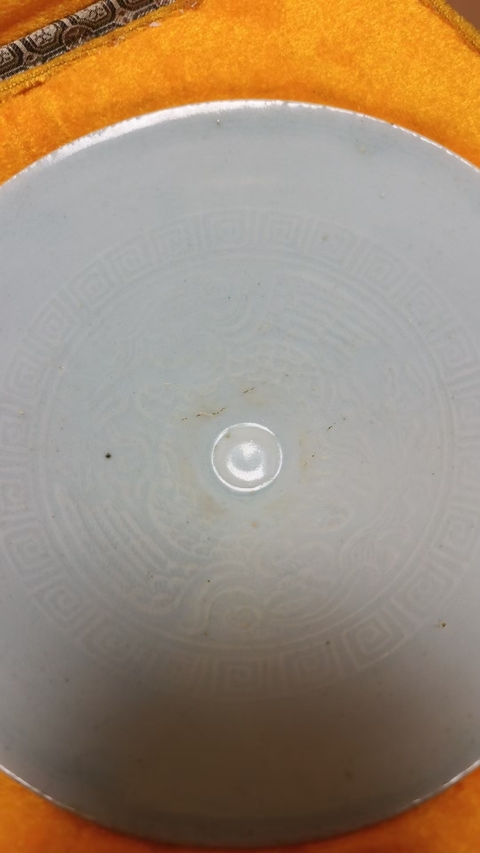古玩陶瓷湖田窯青白釉雙鳳斗笠盞,模糊,偏老真品鑒賞圖