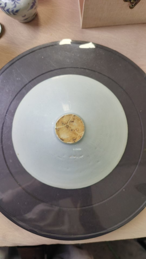 古玩陶瓷湖田窯青白釉雙鳳斗笠盞,模糊,偏老真品鑒賞圖