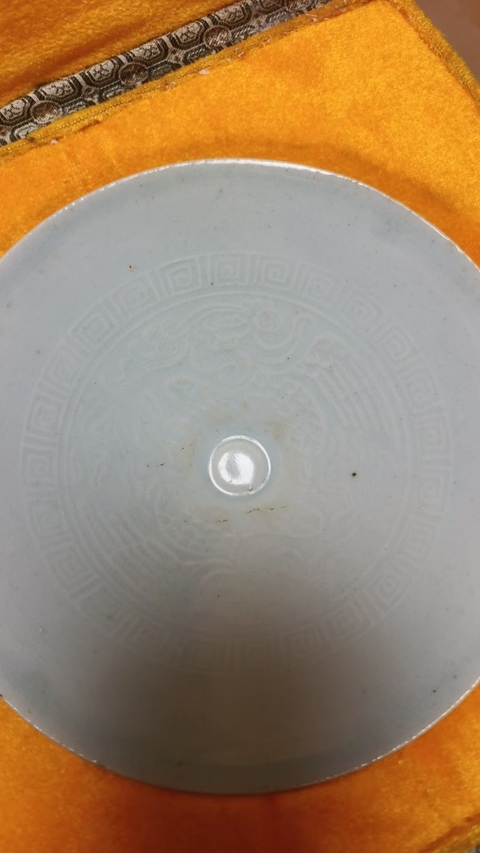 古玩陶瓷湖田窯青白釉雙鳳斗笠盞,模糊,偏老真品鑒賞圖