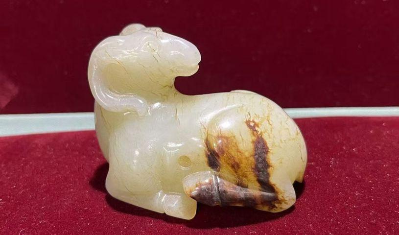 古玩玉器和田玉雕“擊鼓童子”真品鑒賞圖