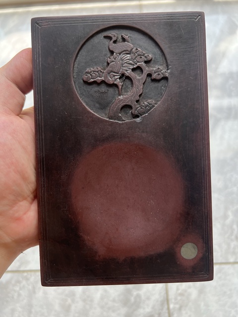 古玩雜項松鶴圖硯真品鑒賞圖