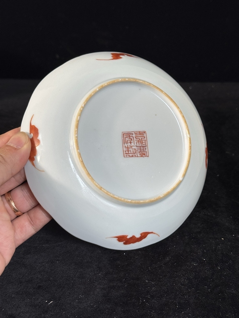 古玩陶瓷福壽紋粉彩盤真品鑒賞圖