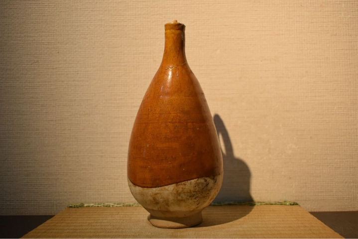 古玩陶瓷遼黃釉皮囊壺真品鑒賞圖