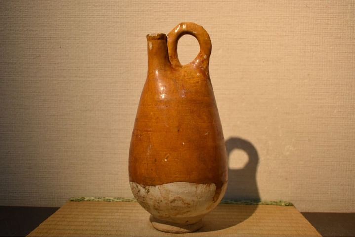 古玩陶瓷遼黃釉皮囊壺真品鑒賞圖