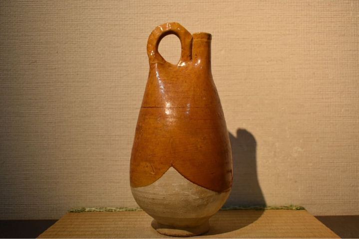 古玩陶瓷遼黃釉皮囊壺真品鑒賞圖