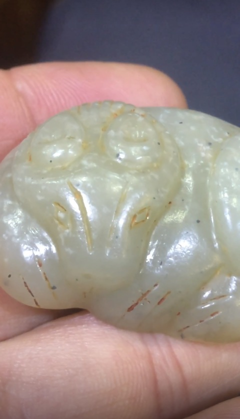 古玩玉器仿古做舊瑞獸帶飾真品鑒賞圖