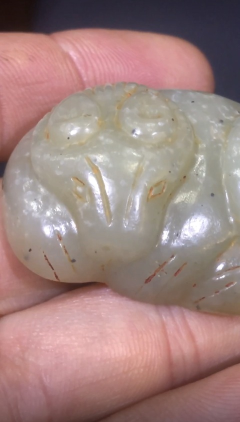古玩玉器仿古做舊瑞獸帶飾真品鑒賞圖