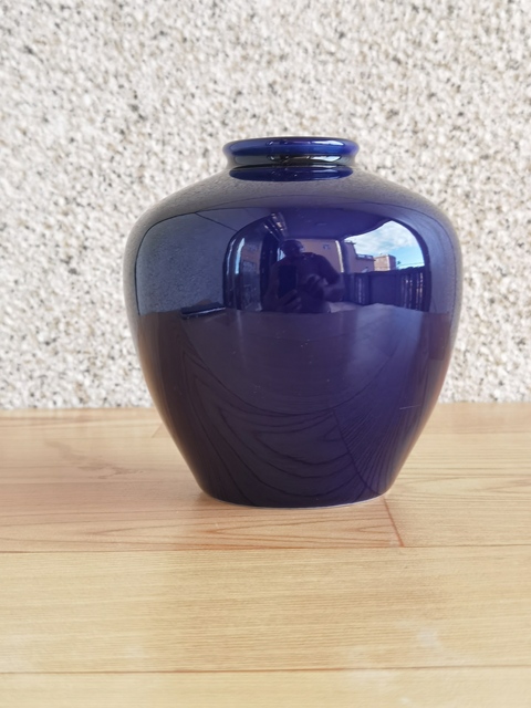 古玩陶瓷藍釉描金花鳥紋罐真品鑒賞圖