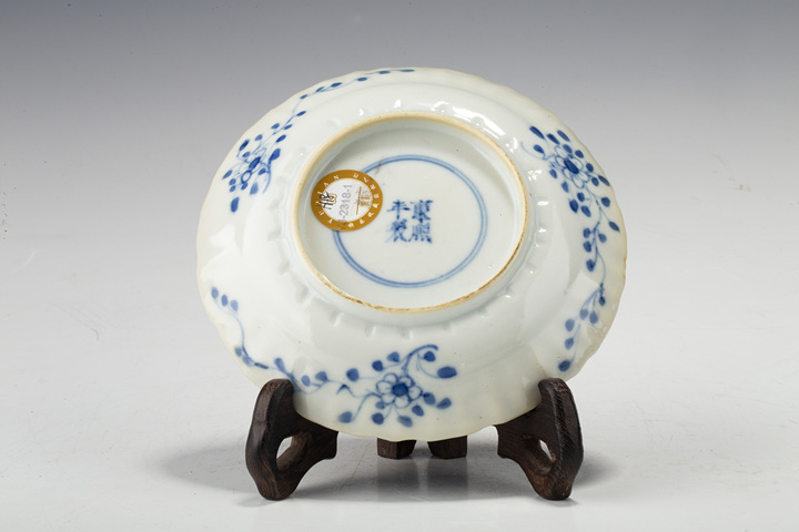古玩陶瓷晚清·青花開窗山水花卉紋花口碟一對拍賣，當(dāng)前價格299元