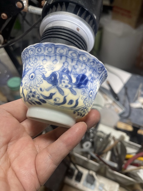 古玩陶瓷魚藻紋青花杯真品鑒賞圖