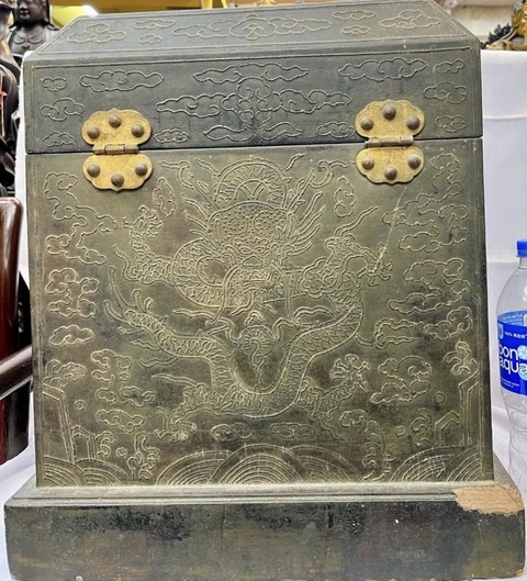 古玩雜項(xiàng)云龍紋木箱真品鑒賞圖