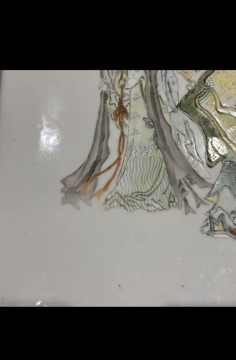 古玩陶瓷麻姑獻壽粉彩瓷板畫真品鑒賞圖