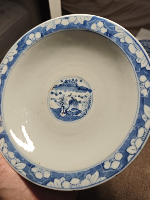 古玩陶瓷青花三星人物貢盤真品鑒賞圖