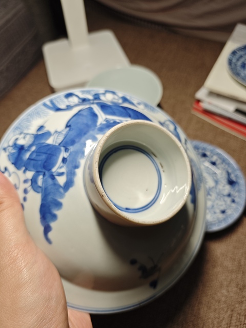 古玩陶瓷青花三星人物貢盤真品鑒賞圖
