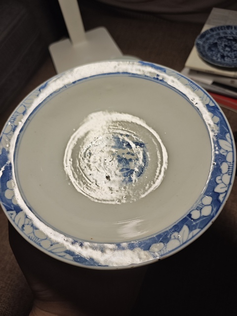 古玩陶瓷青花三星人物貢盤真品鑒賞圖