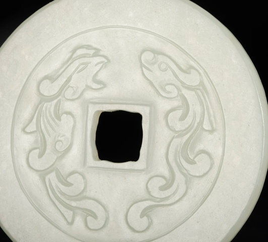 古玩玉器和田玉雕“龍鳳紋璧”真品鑒賞圖