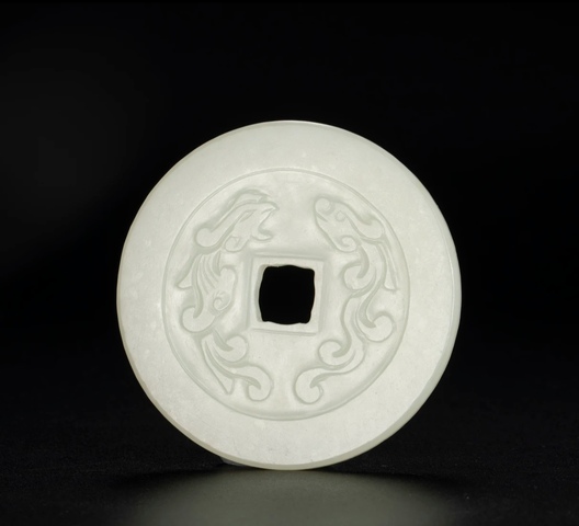 古玩玉器和田玉雕“龍鳳紋璧”真品鑒賞圖