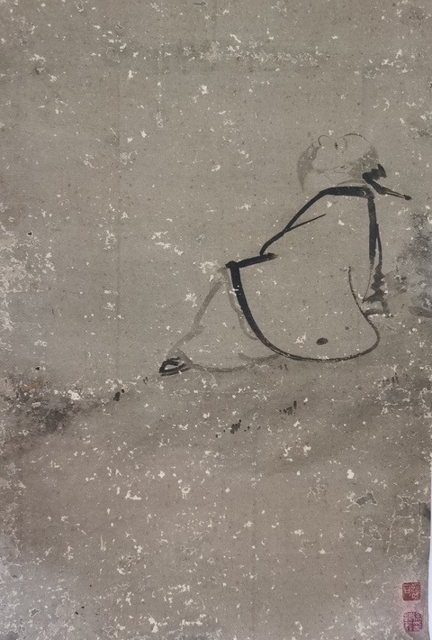 古玩字畫包棟款寫意人物真品鑒賞圖