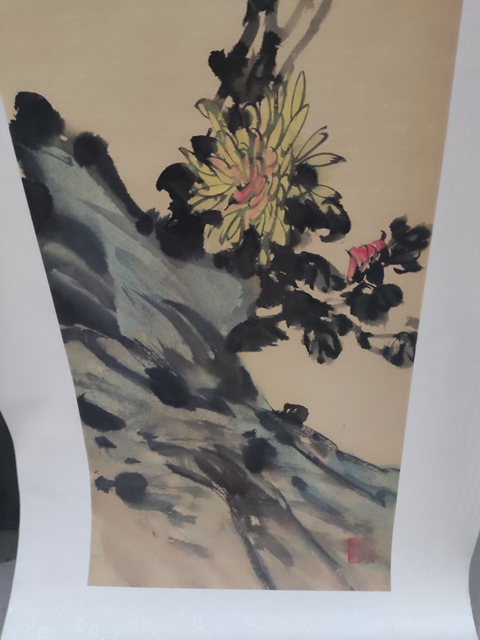 古玩字畫手工原裝原裱已故名家金石開 枝頭鳴禽拍賣，當前價格1388元